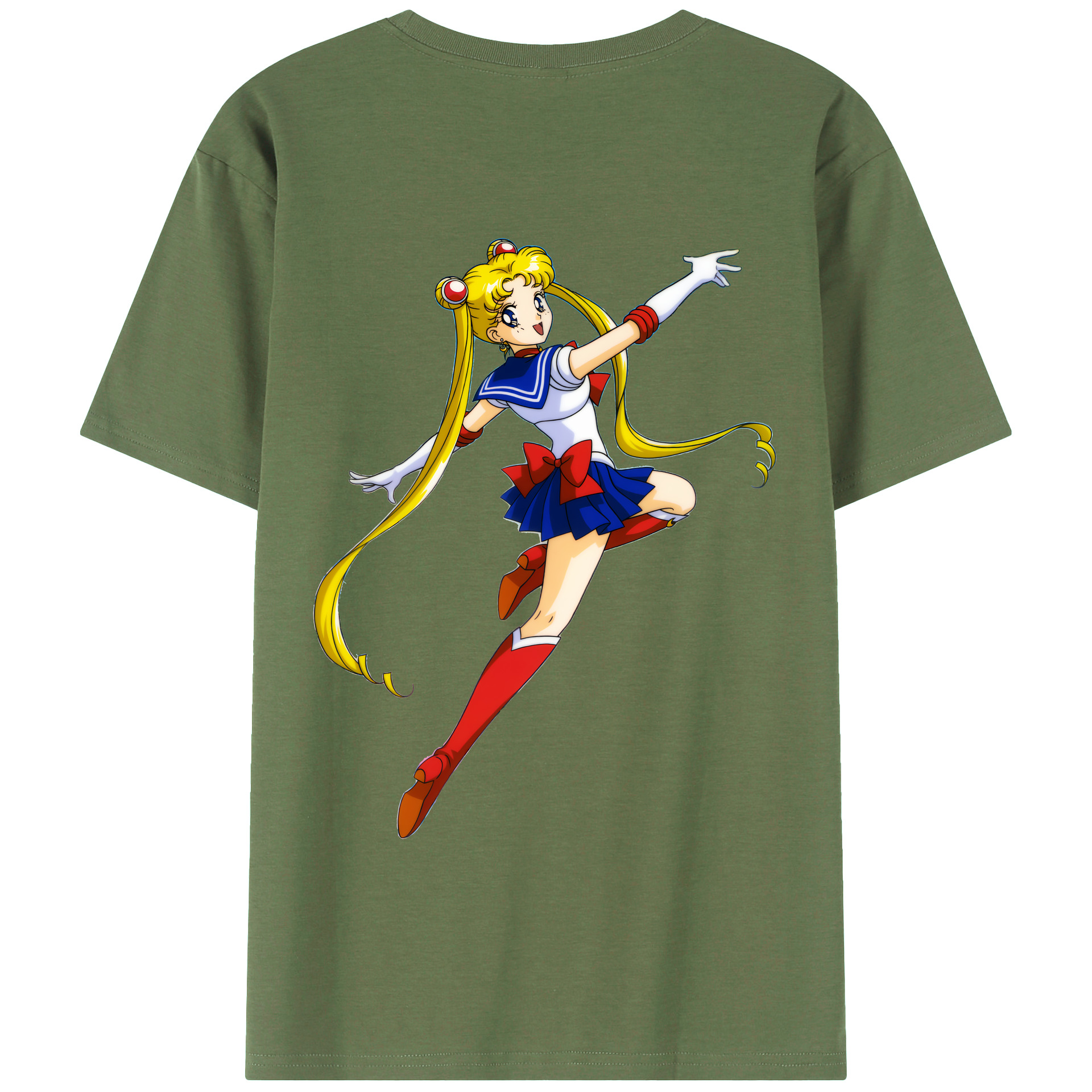 （画像用） 美少女戦士セーラームーン 月野 うさぎ つきの うさぎ Sailor Moon Tsukino Usagi 綿100％ メンズ半袖Tシャツ（バックプリント） 通気性